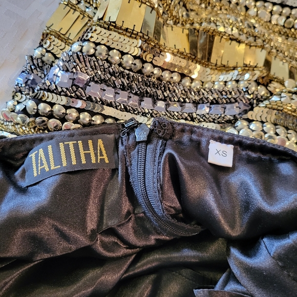 Talitha black and gold beaded cocktail dress in size XS. - Picture 2 of 3